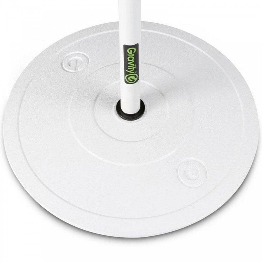 Height Adjustable Straight Microphone Stand Round Base White