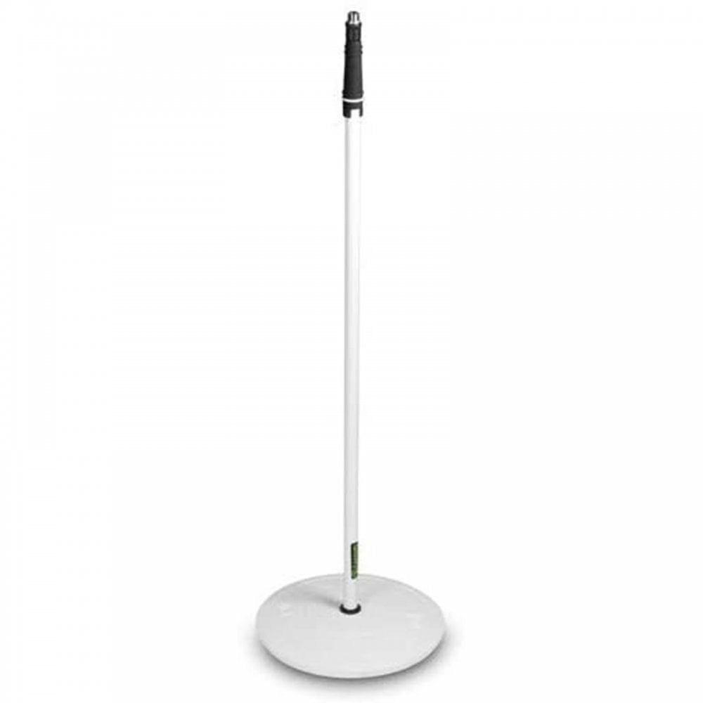 Height Adjustable Straight Microphone Stand Round Base White