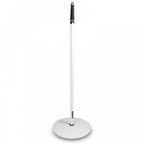 Height Adjustable Straight Microphone Stand Round Base White