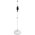 Height Adjustable Straight Microphone Stand Round Base White