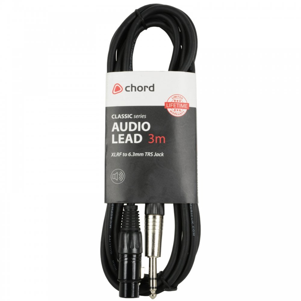 1m to 10m Audio Signal Leads Female XLR to 1/4" TRS Stereo Jack 6.35mm Cable OFC