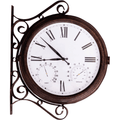 Double Sided Outdoor Station Clock with Thermometer Hygrometer