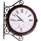 Double Sided Outdoor Station Clock with Thermometer Hygrometer