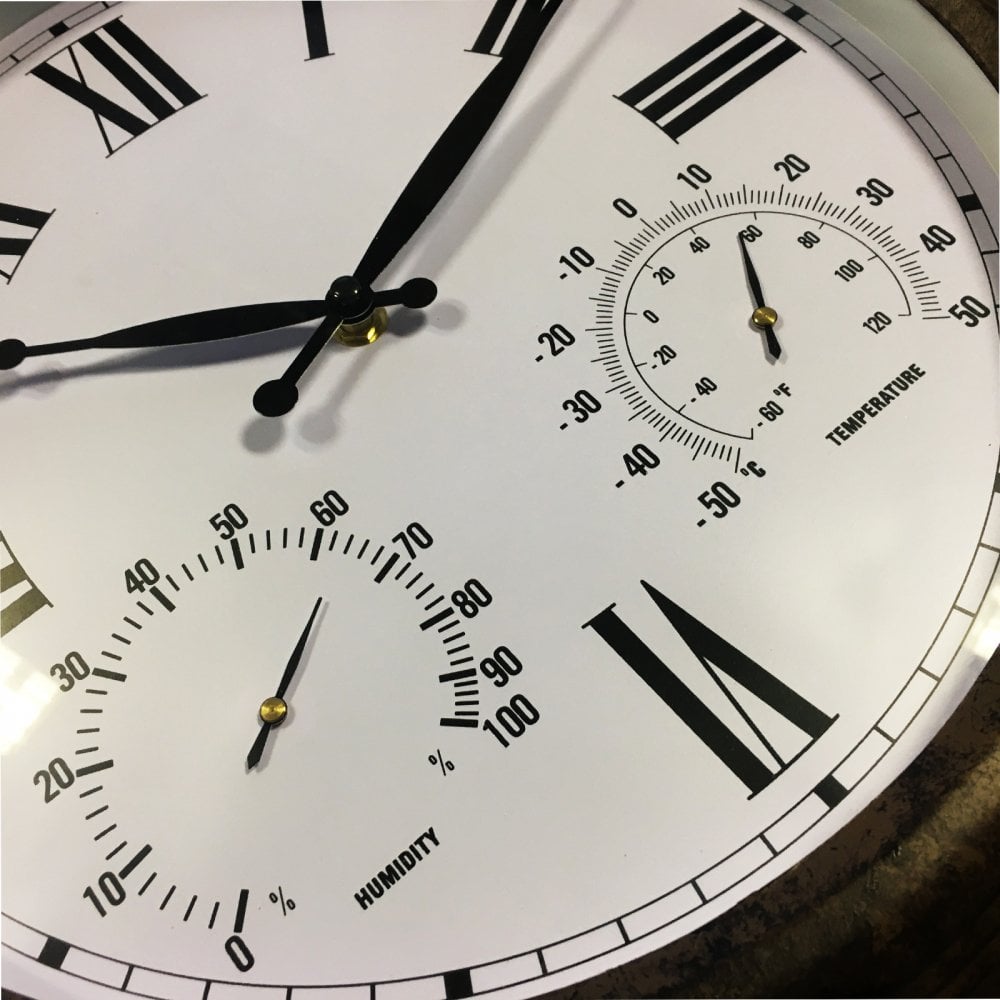 Double Sided Outdoor Station Clock with Thermometer Hygrometer