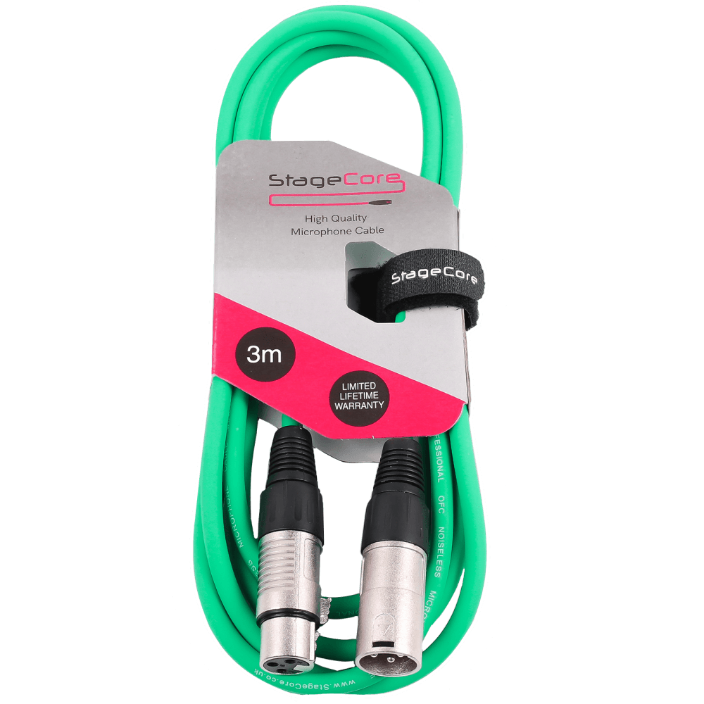 Pack of 5 Different Coloured Microphone Audio Leads 3M