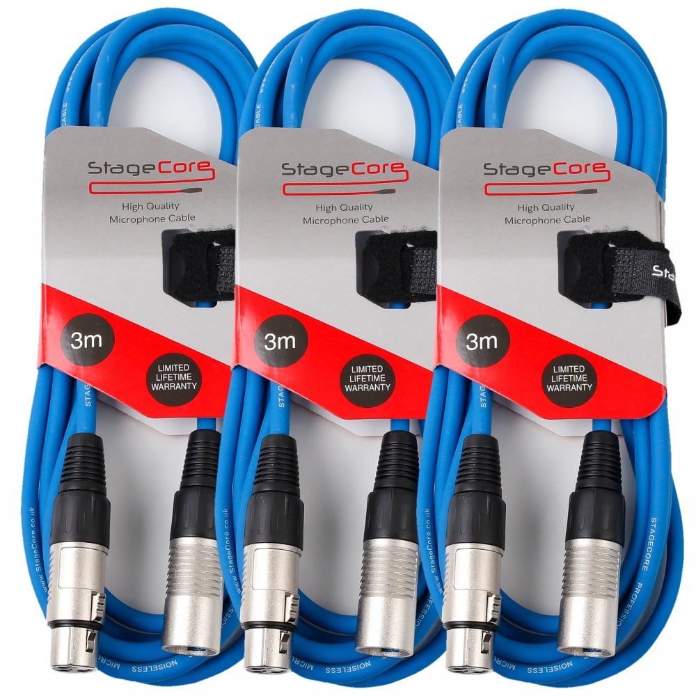 3 x 3M XLR Male to Female Microphone Audio Lead