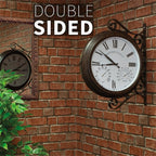 Double Sided Outdoor Station Clock with Thermometer Hygrometer