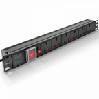 19" Rack 10a PDU with 6 x UK BS1363 Sockets + Reset Button