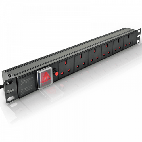 19" Rack 10a PDU with 6 x UK BS1363 Sockets + Reset Button
