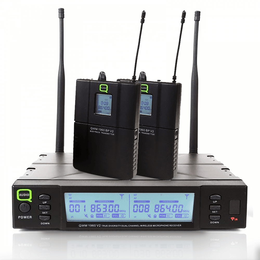 Twin UHF Body Pack Lapel & Headset Wireless Microphones