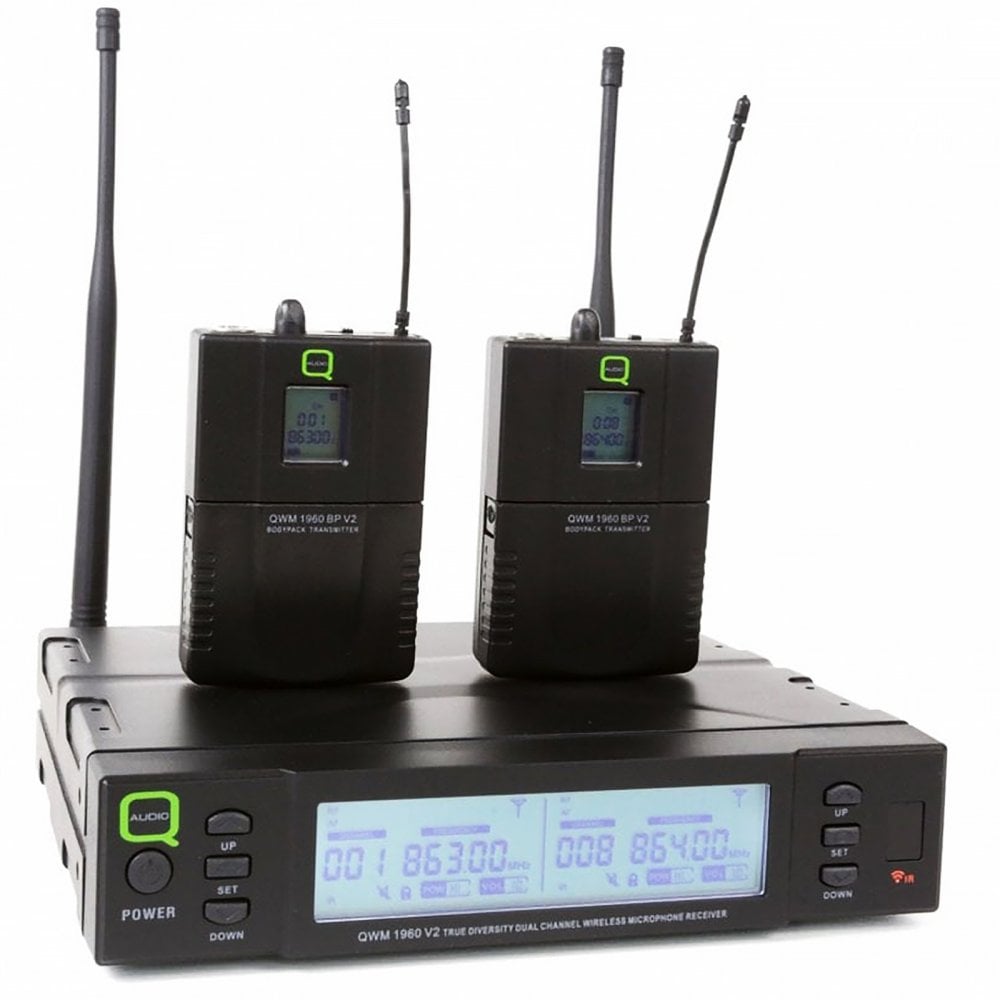 Twin UHF Body Pack Lapel & Headset Wireless Microphones