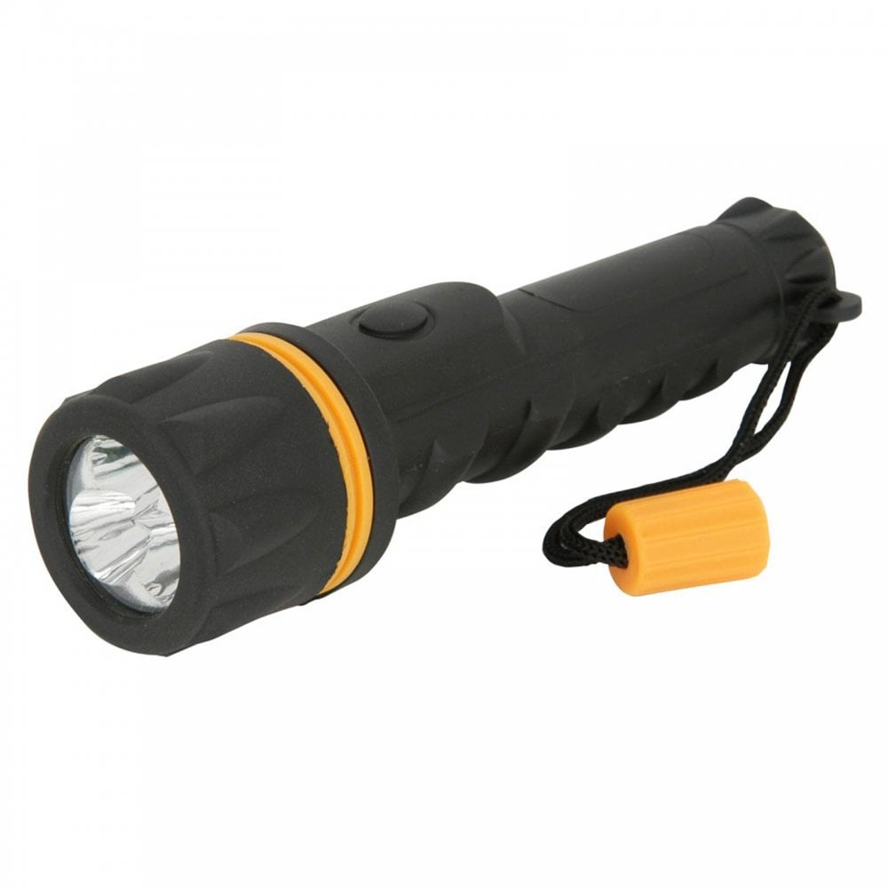 Heavy Duty Rubber Torch Fitted With 3 Wide Angle LED's AA Type