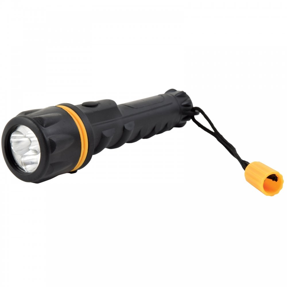 Heavy Duty Rubber Torch Fitted With 3 Wide Angle LED's AA Type