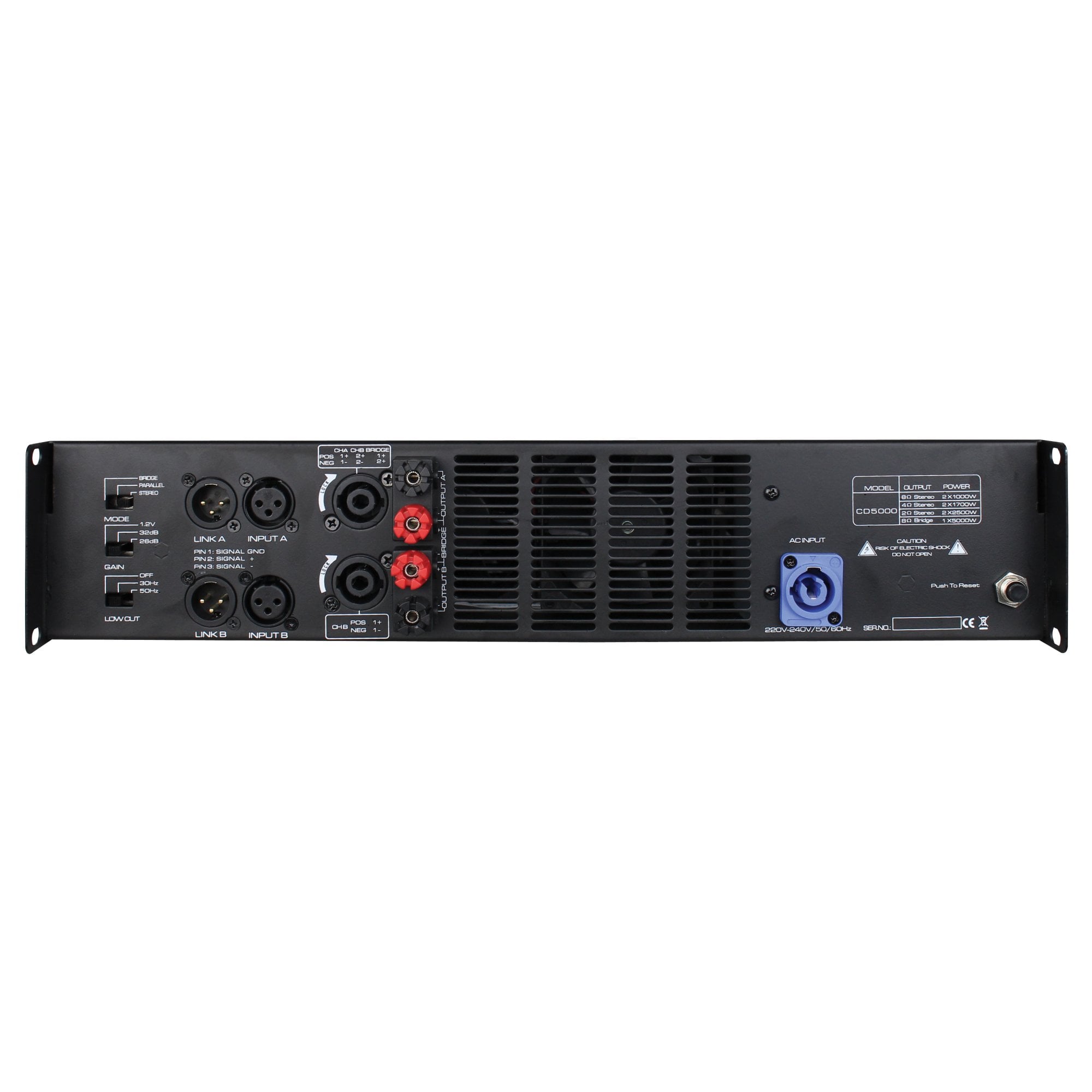 CD5000 2 x 2500Wrms High Output Power Amplifier