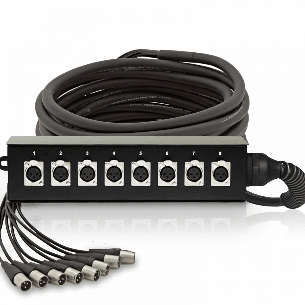8 Way Metal XLR Multicore Stage Box Snake Wall Mountable XLR 10m