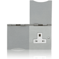 UK Mains Floor Socket 2 Gang 13A Stain Chrome Hinged Covers