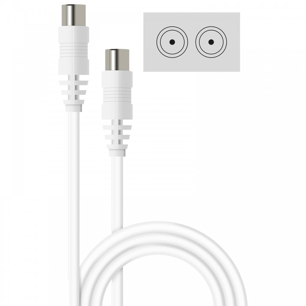 Standard Coaxial Leads for Aerial Satellite White 1M 2M 4M & 10M