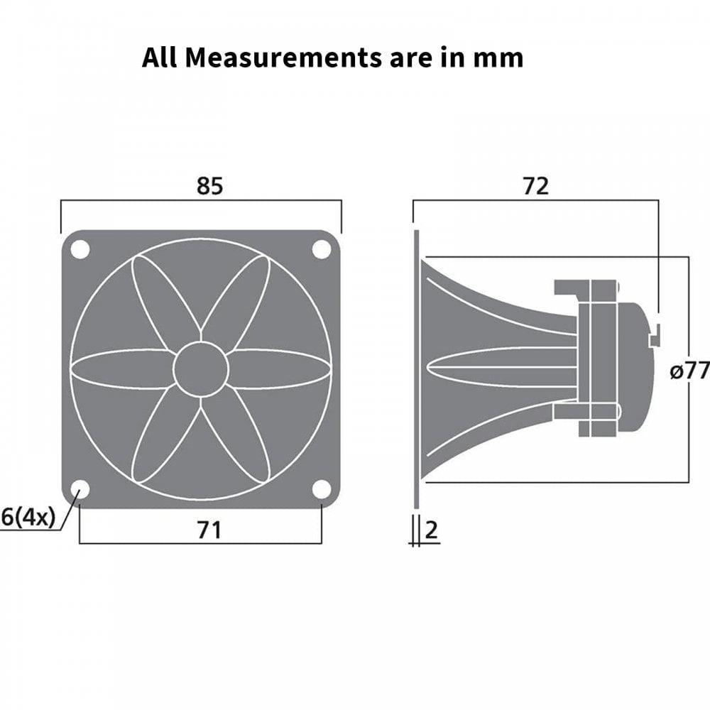 Pair of Square Piezo Horn Tweeters 3 1/4 inch x 3 1/4 inch