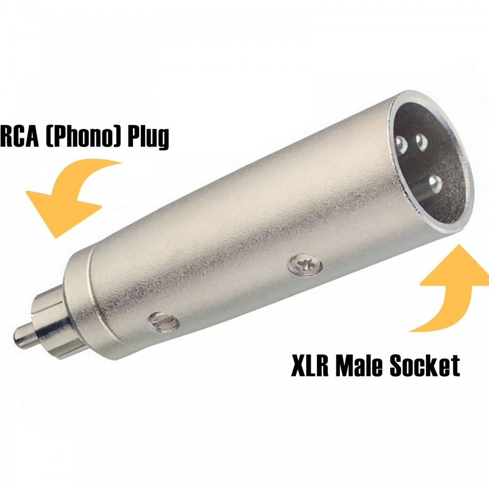 RCA Phono Plug Male to 3 Pin XLR Plug Male Adapter