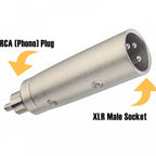 RCA Phono Plug Male to 3 Pin XLR Plug Male Adapter