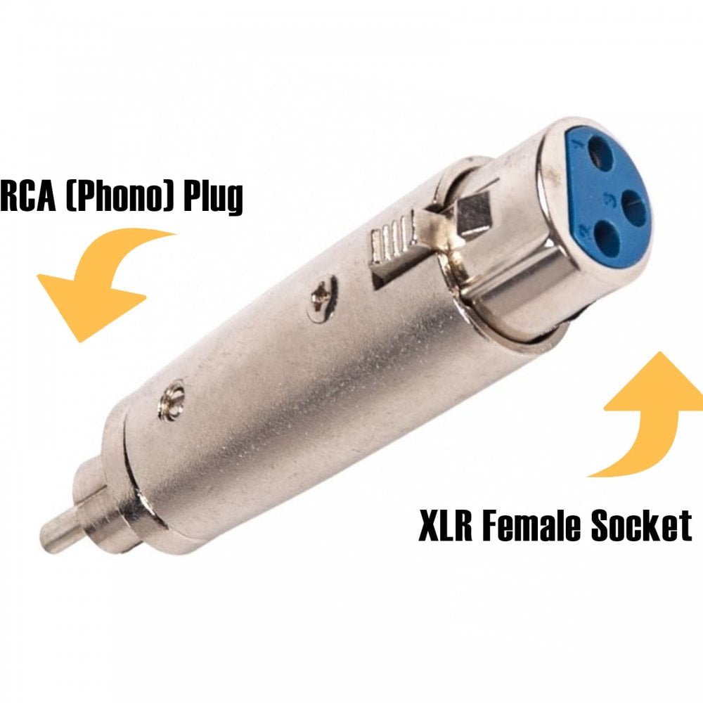 RCA Phono Plug Male to XLR Socket Female Adapter