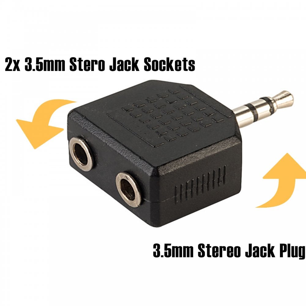 3.5mm Stereo Jack to 2 x 3.5mm Stereo Sockets Adapter