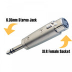 3 Pin XLR Female Socket to 6.35mm Stereo Jack Adaptor