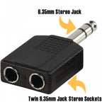 6.35mm Stereo Plug to 2 x 6.35mm Stereo Sockets Adaptor Splitter