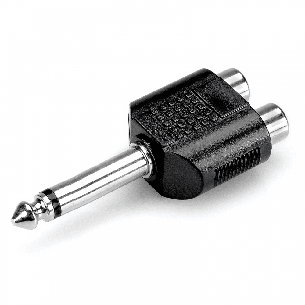6.3mm Mono Jack to Twin Phono RCA Sockets Adaptor