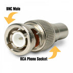 BNC Male Plug To RCA Phono Socket Aerial Adapter
