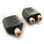 Phono RCA Socket to Twin RCA Sockets Adaptor Splitter