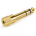 Gold 6.35mm Stereo Jack Plug to 3.5mm Stereo Jack Socket Adaptor