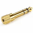 Gold 6.35mm Stereo Jack Plug to 3.5mm Stereo Jack Socket Adaptor