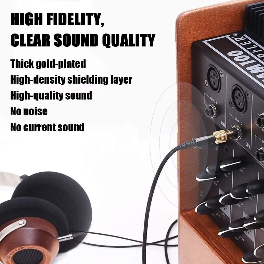 Gold 6.35mm Stereo Jack Plug to 3.5mm Stereo Jack Socket Adaptor