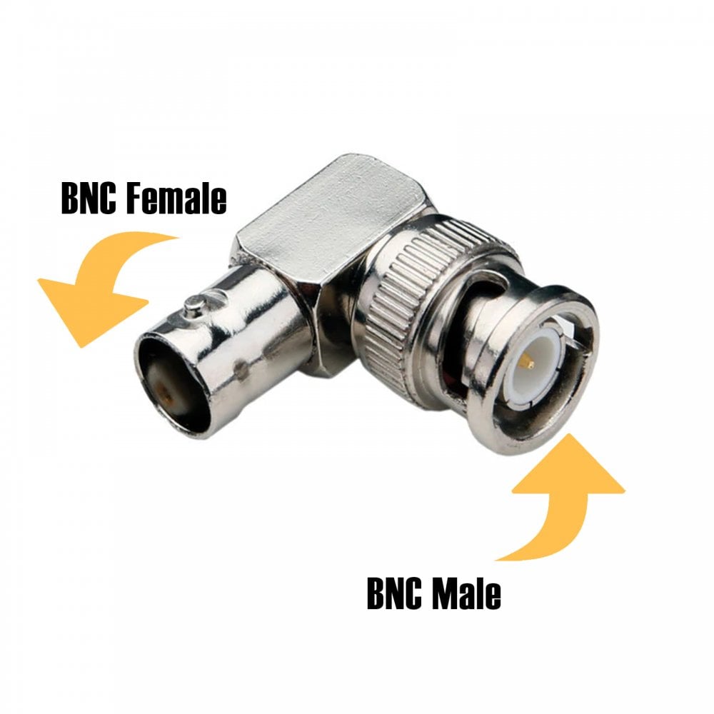 BNC Male Plug To Female Socket Right Angle Adapter