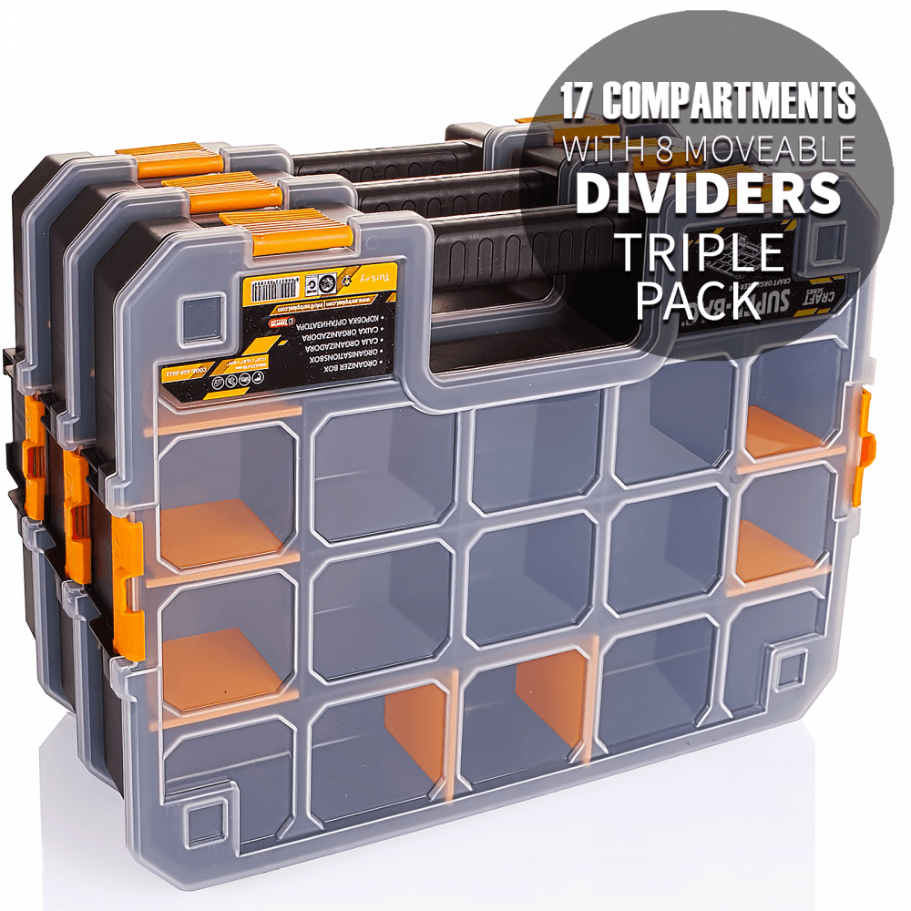 3 x 17 Compartment Heavy Duty Stackable Organiser