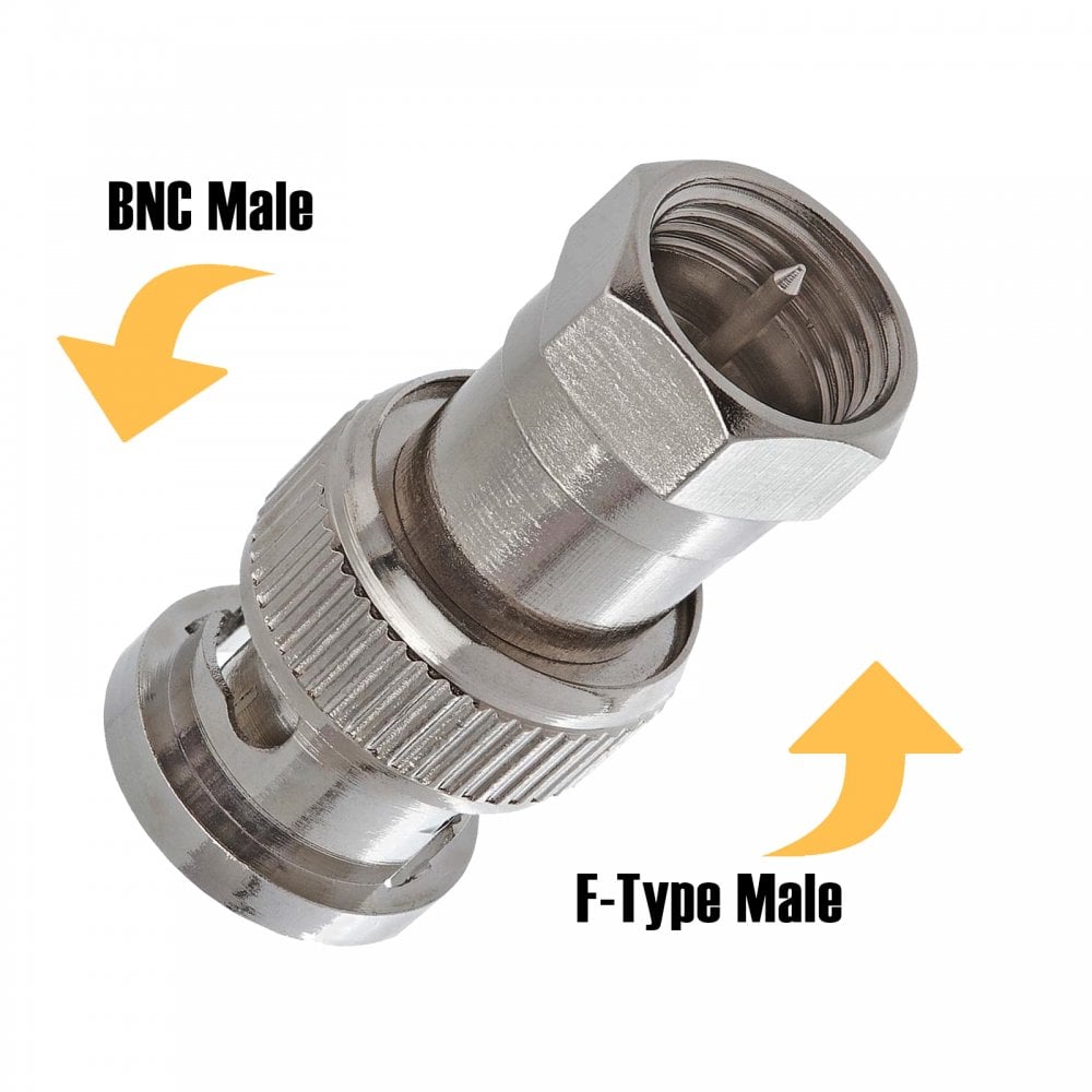 BNC Male to F Type Male Plug Coaxial Adapter