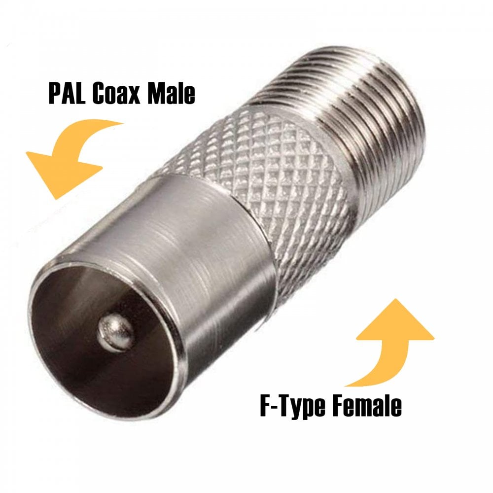 PAL Coax Male to F Type Female Plug Coaxial Adapter