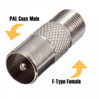 PAL Coax Male to F Type Female Plug Coaxial Adapter