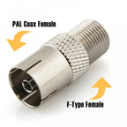 PAL Coax Female to F Type Female Plug Coaxial Adapter