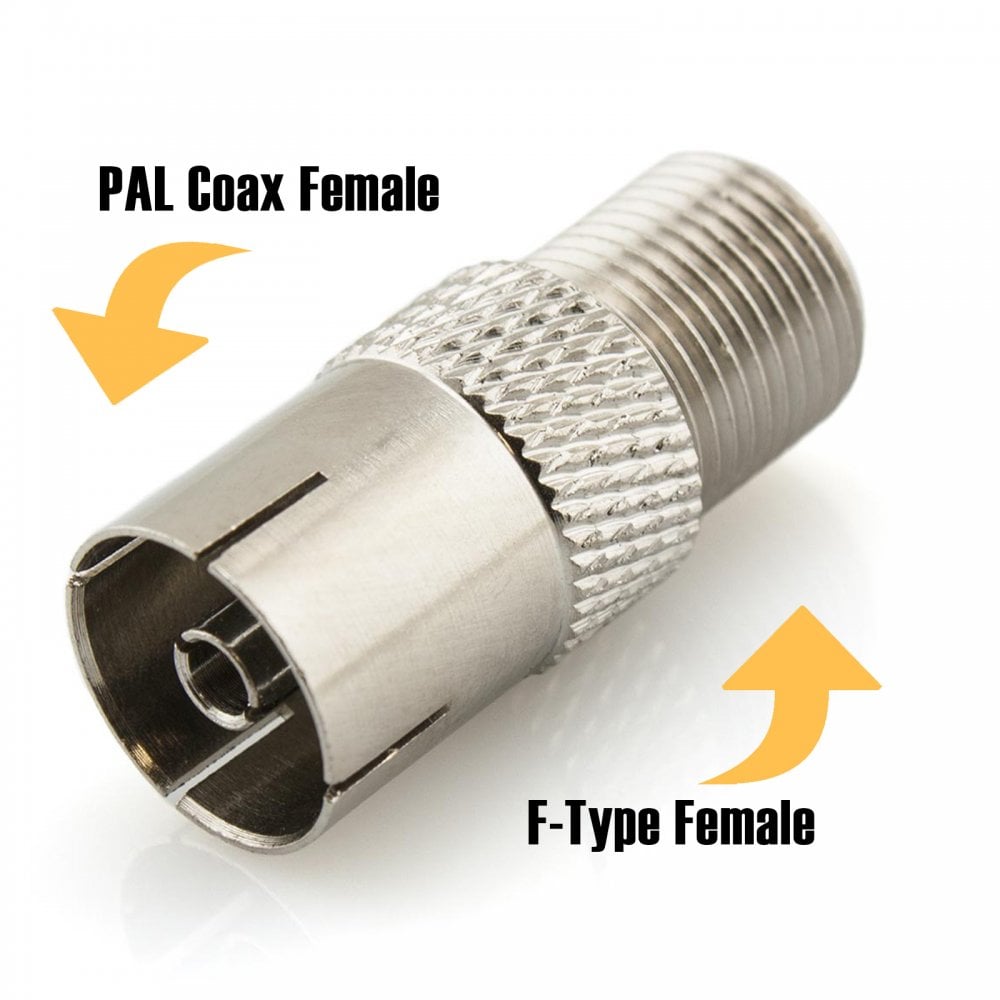 PAL Coax Female to F Type Female Plug Coaxial Adapter
