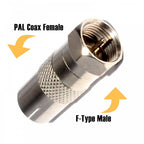 PAL Coax Female to F Type Male Plug Coaxial Adapter