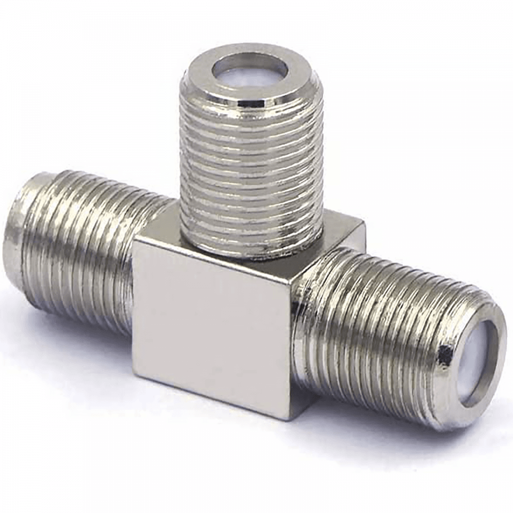 F Type Female to Twin F Type Female Plug Coaxial Adapter