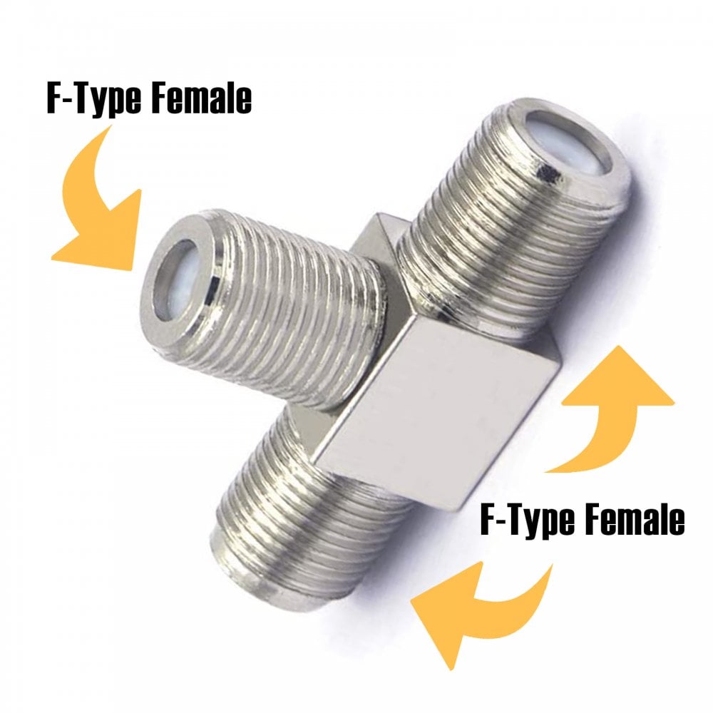 F Type Female to Twin F Type Female Plug Coaxial Adapter