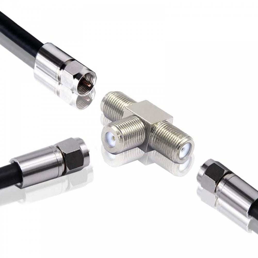 F Type Female to Twin F Type Female Plug Coaxial Adapter