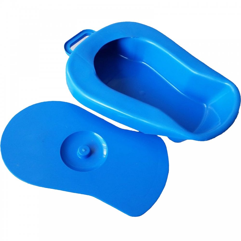 Blue Slipper Plastic Bed Pan with Lid