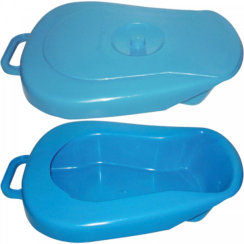 Blue Slipper Plastic Bed Pan with Lid