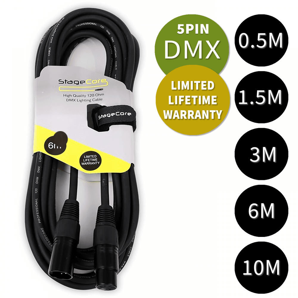 5 Pin XLR Male to Female Pro Quality 120Ω True DMX Cable