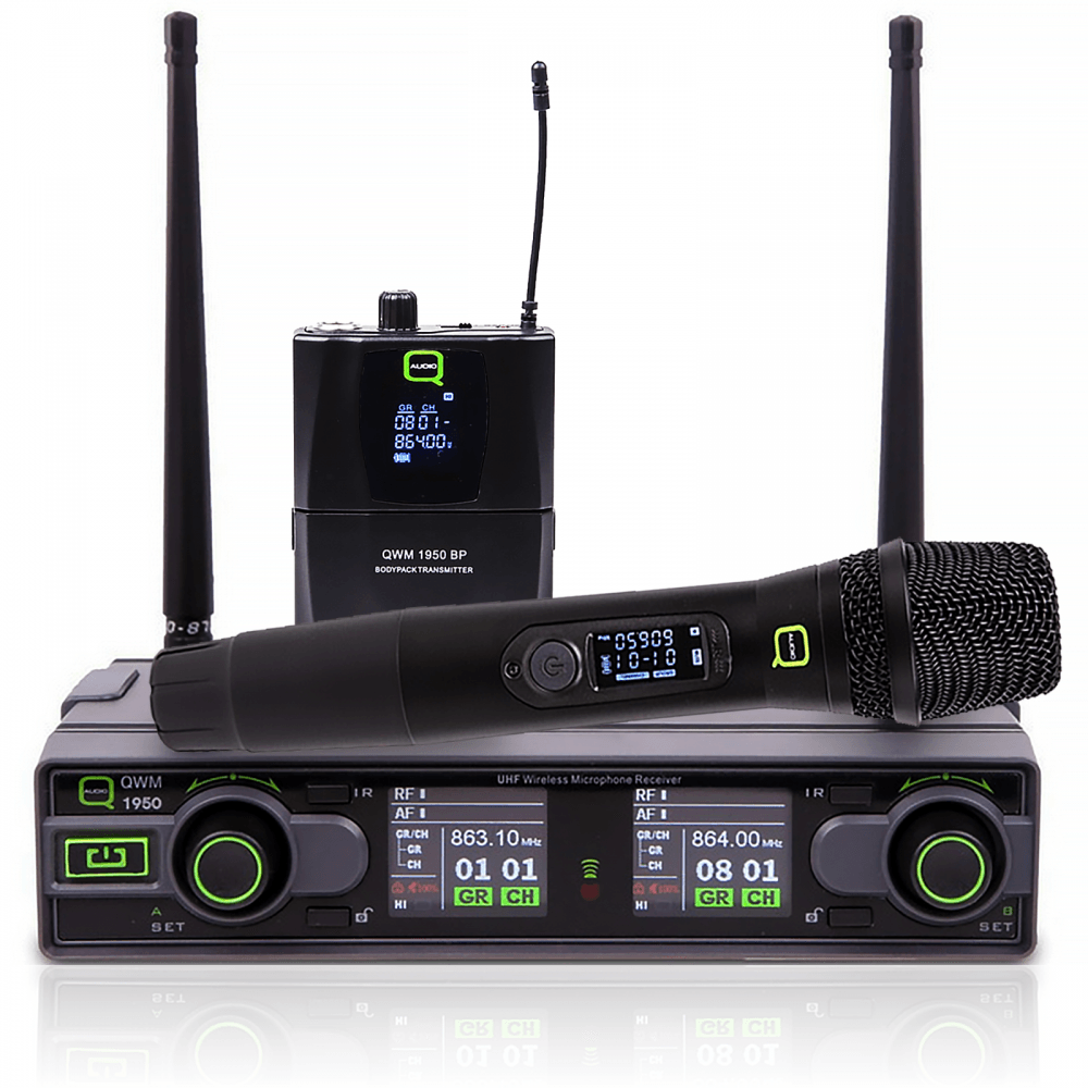 QWM1950 Handheld Body Pack Radio Mic System inc Headset Lapel