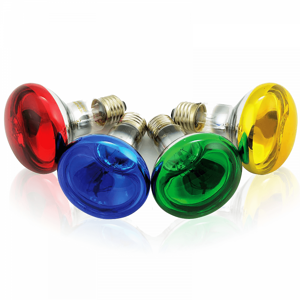 R80 Coloured Reflector Lamps Red Green Yellow Blue Blubs E27 Screw Fitting